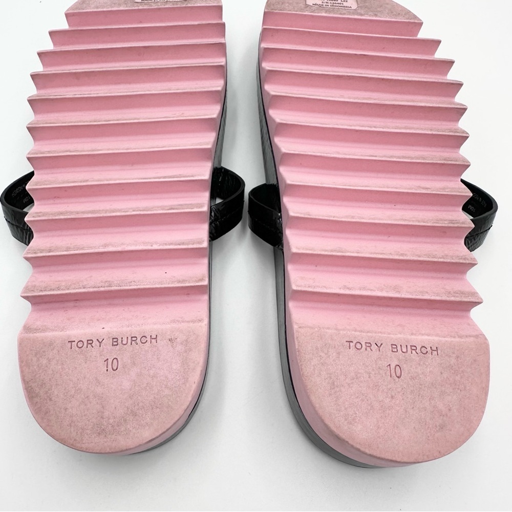 Tory Burch Women's Miller Cloud Lug Sandals Black Patent - Picture 8 of 12
